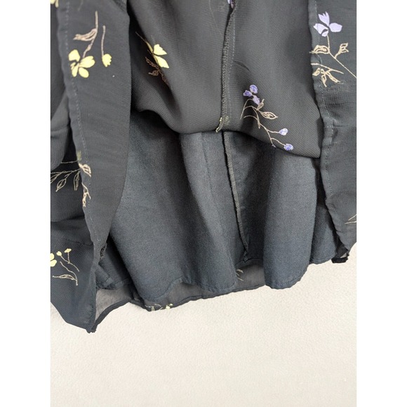 Putumayo Floral Maxi Skirt Black Whimsigoth Pleated Side Buttons Rayon Sz M NWOT - Picture 8 of 14